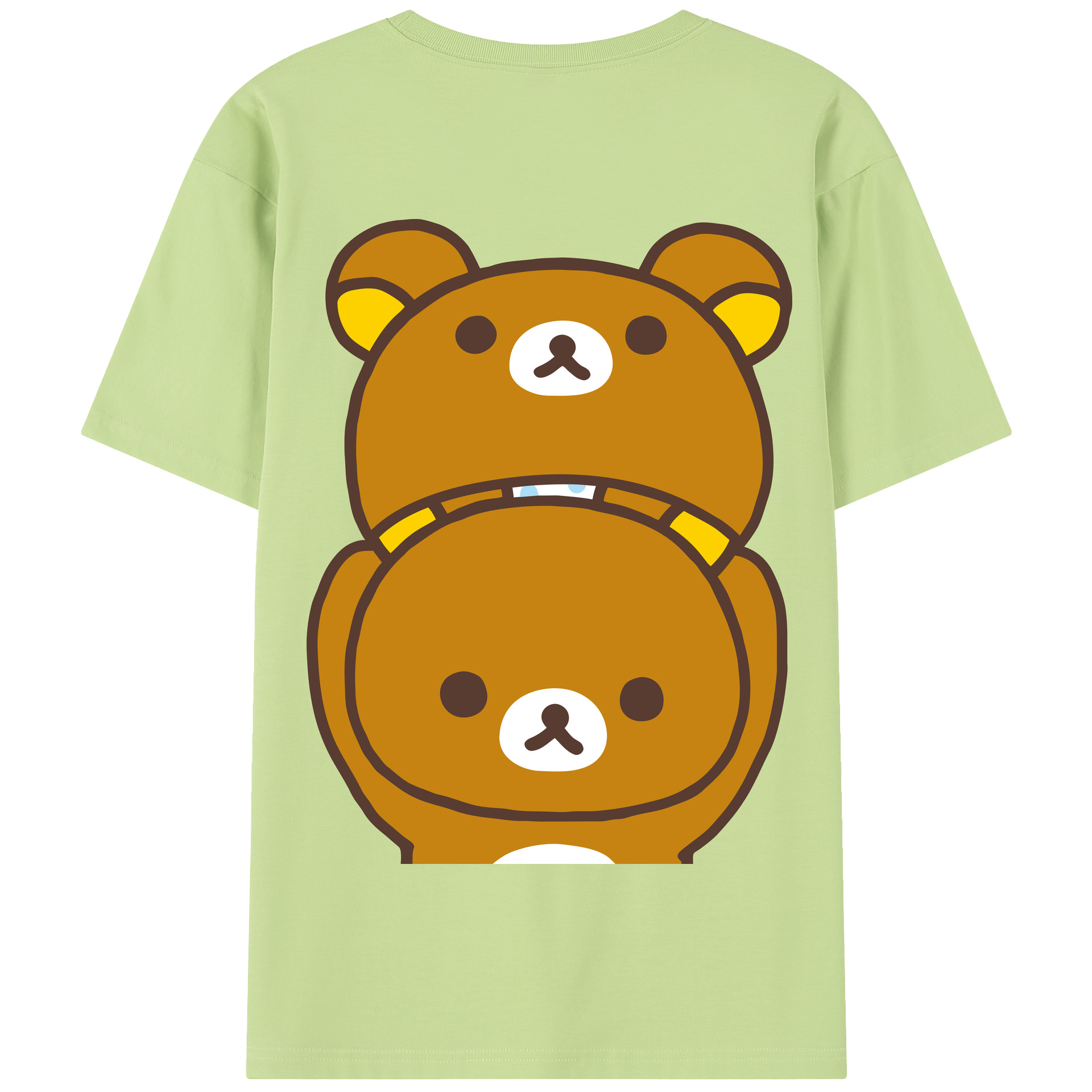 （画像用） リラックマ リラックマ キイロイトリ Rilakkuma Korilakkuma Kiiroitori 綿100％半袖Tシャツ（背面プリント）